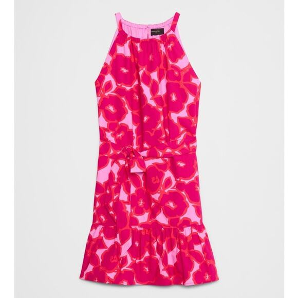 Banana Republic Poplin Tiered Mini Dress Pink Floral - Small - Picture 4 of 4